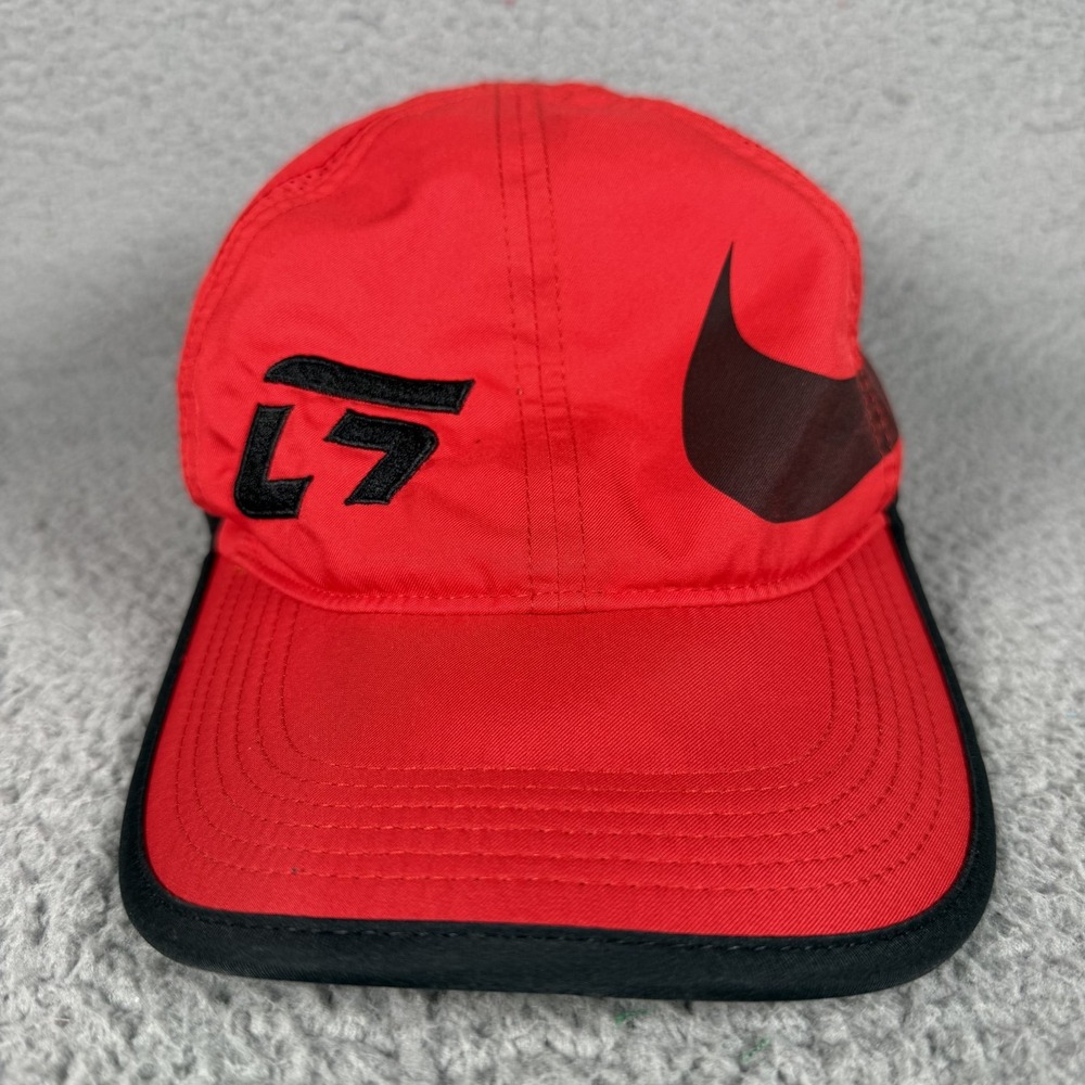 Nike Featherlight Ball Cap Unisex One Size Red Swoosh Running Strapback Logo